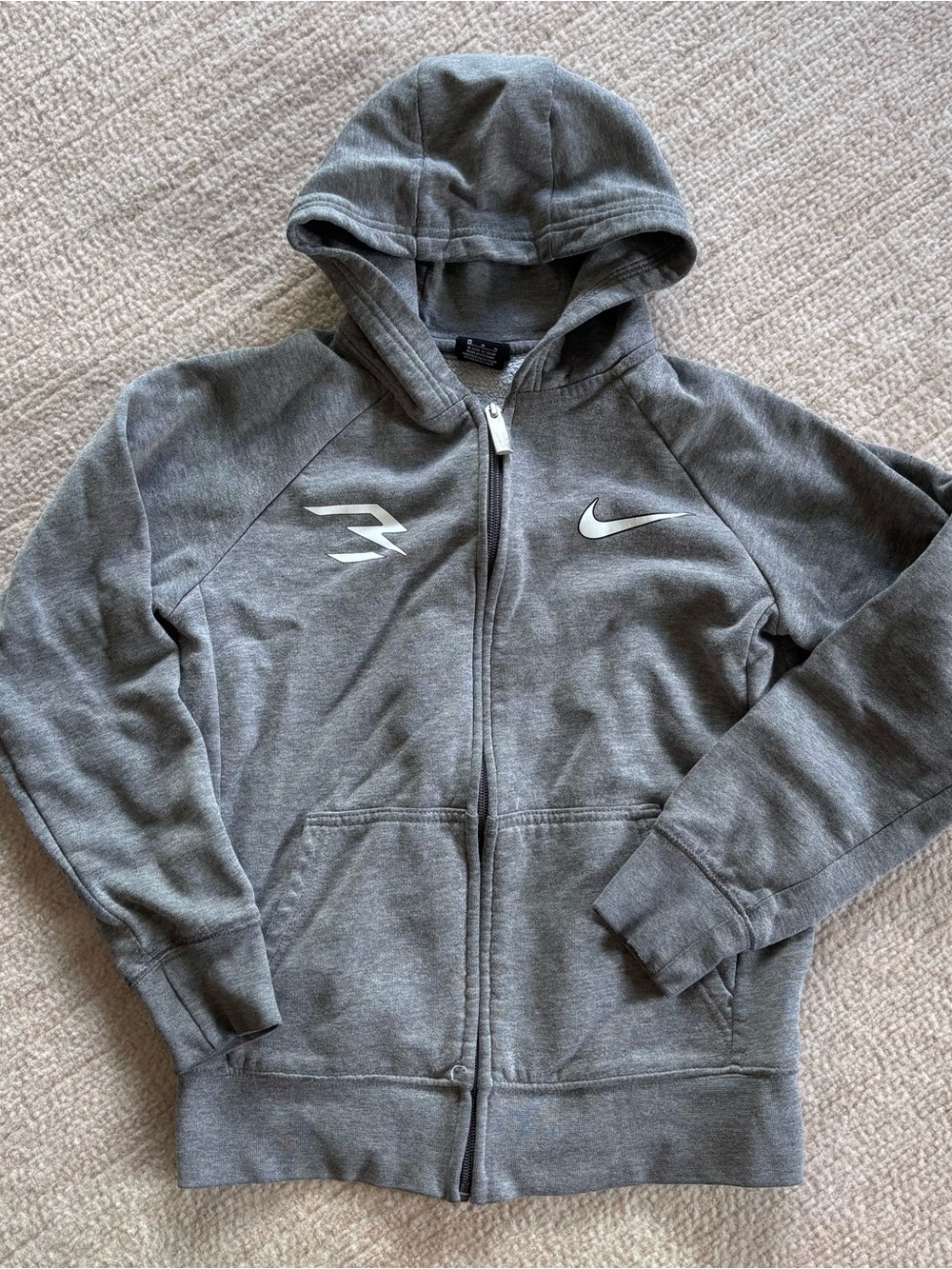 Nike 3 Brand Kids' Gray Full-Zip Hoodie